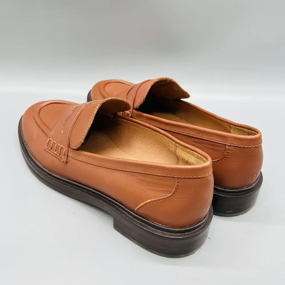 Madewell Shoes Womens 9 Brown Leather Vernon Penny Loafer Flats Slip On Casual